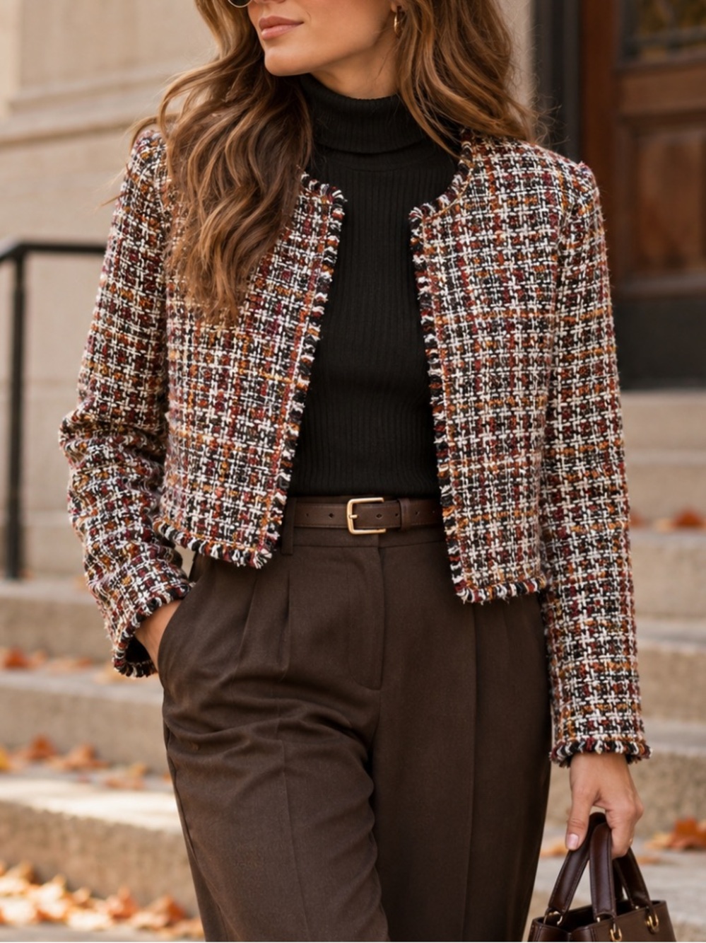 Calvin Klein Multicolor Tweed Cropped Blazer Jacket NEW